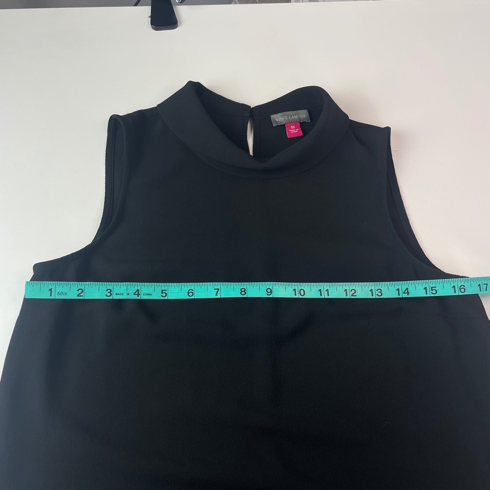 Vince Camuto Black Sleeveless Mock Neck High Low Shift Dress Womens XS - Picture 5 of 11